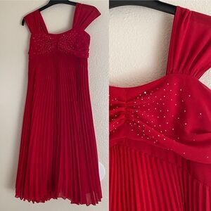 Bona Kids 2846 red long maxi pleated embellished formal holiday dress -11/12
